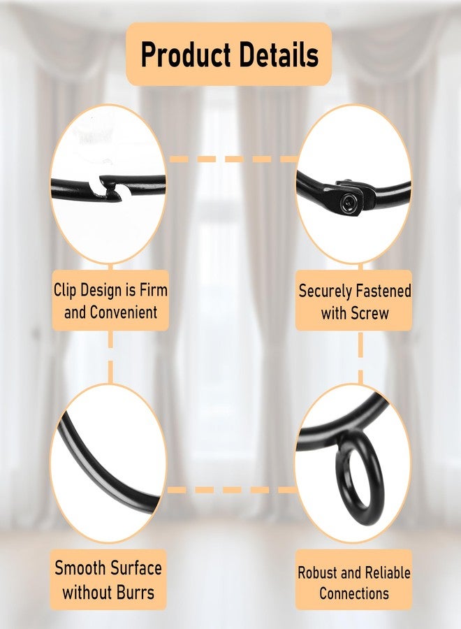Mozano 30-Pack Curtain Rings with Eyelets, 1.25-Inch Drapery Rings, Hinge Snap-Joint Design, Compatible with Curtain Rods Up to 1 Inches (Black) - Image 3